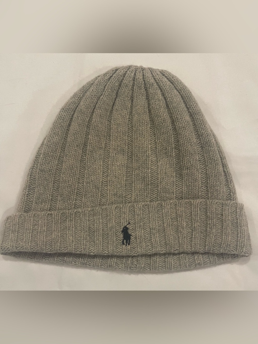 Polo by Ralph Lauren Light Gray Ribbed Knit Beanie